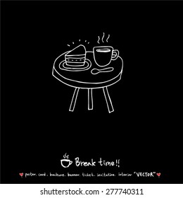 Hand drawn cafe poster illustration - vector