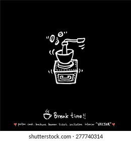 Hand drawn cafe poster illustration - vector