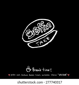 Hand drawn cafe poster illustration - vector