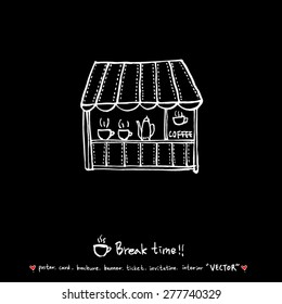 Hand drawn cafe poster illustration - vector
