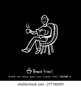 Hand drawn cafe poster illustration - vector