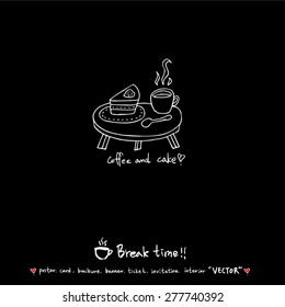 Hand drawn cafe poster illustration - vector