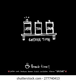 Hand drawn cafe poster illustration - vector