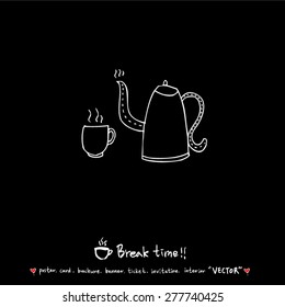 Hand drawn cafe poster illustration - vector