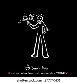 Hand drawn cafe poster illustration - vector