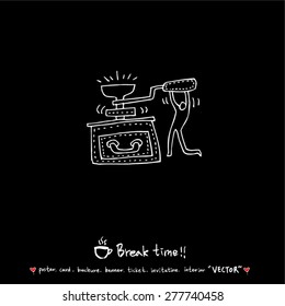 Hand drawn cafe poster illustration - vector