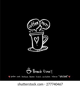 Hand drawn cafe poster illustration - vector