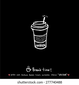 Hand drawn cafe poster illustration - vector