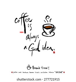 Hand drawn cafe poster - vector