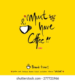 Hand drawn cafe poster - vector