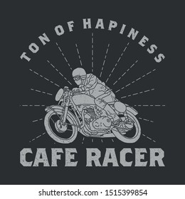 Hand drawn cafe racer motorcycle. Flat design, vintage, vector art, hand lettering, ray light for t shirt, poster, banner, Etc.