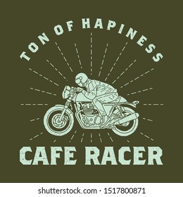 
Hand drawn cafe racer motorcycle. Flat design, vintage, vector art, hand lettering, ray light for t shirt, poster, banner, Etc. (4)