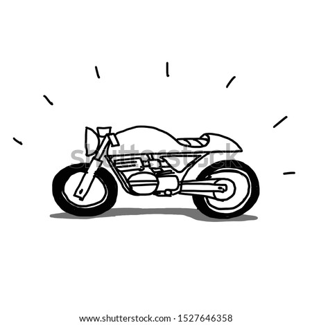 hand drawn cafe racer motorcycle