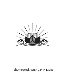 pastel dibujado a mano. logotipo de queso en placa Ideas. Diseño con logo inspirador. Ilustración de vectores de plantilla. Aislado En Fondo Blanco