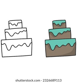 postre de tarta dibujado a mano .Color mínimo de línea plana e icono de pictograma de trazo