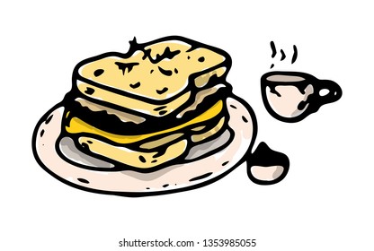 Hand drawn cake doodle icon. Hand drawn black sketch. Sign symbol. Decoration element. White background. Isolated. Flat design. Vector illustration.