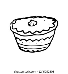 Hand drawn cake doodle. Sketch style icon. Decoration element. Isolated on white background. Flat design. Vector illustration.