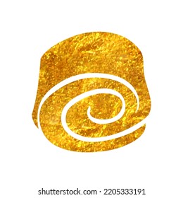 Hand Drawn Cake Icon In Gold Foil Texture Vector Illustration