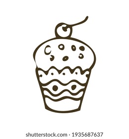 Hand drawn cake icon on white background vector illustration