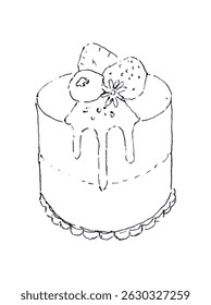 Hand Drawn Cake Illustration Sketch Style