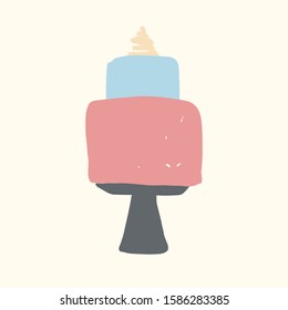 Hand drawn cake illustration. Wedding cake. Party cake