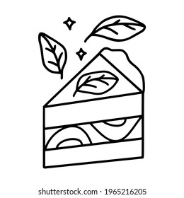 hand drawn cake, pastry and bakery elements with strawberry and floral illustrations for food logo, brand, sticker, children coloring page, book, or product decoration