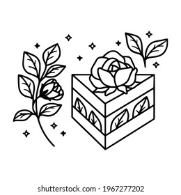 hand drawn cake, pastry and bakery elements with strawberry and floral illustrations for food logo, brand, sticker, children coloring page, book, or product decoration