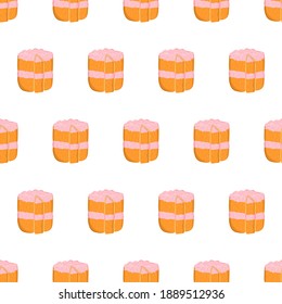 Hand drawn cake seamless pattern for paper design. Holiday background. Wallpaper, wrapping paper, textile, fabric print.