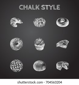 Hand Drawn Cake Sketches Set. Collection Of Tart, Dessert, Loaf And Other Sketch Elements.