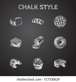 Hand Drawn Cake Sketches Set. Collection Of Dessert, Cake, Muffin And Other Sketch Elements.