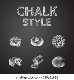 Hand Drawn Cake Sketches Set. Collection Of Round Rye, Pastry, Cake And Other Sketch Elements.