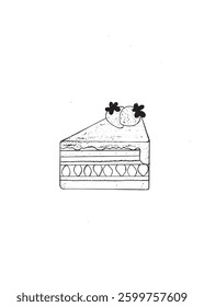 Hand Drawn Cake Slice Illustration Perfect for Coloring Pages and Bakery Inspired Designs