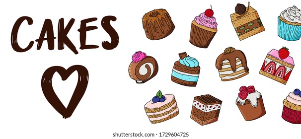 Hand drawn cake vector banner