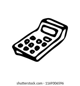 Hand drawn calculator doodle. Sketch Back to school, icon. Decoration element. Isolated on white background. Vector illustration.