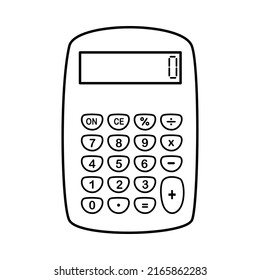 Hand drawn calculator icon. Back to school vector supply for math classroom. Minimalist office accounting line art. Simple calculus illustration for bookkeeping, finance services, banking concept