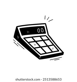 Hand Drawn Calculator Illustration. Doodle Vector. Isolated on White Background - EPS 10 Vector