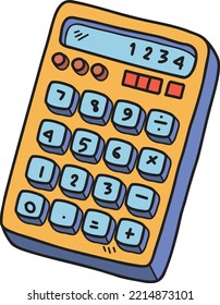 Hand Drawn calculator illustration isolated on background