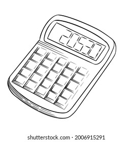 Hand drawn calculator on white background. Vector illustration.