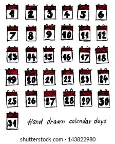 Hand drawn calendar days