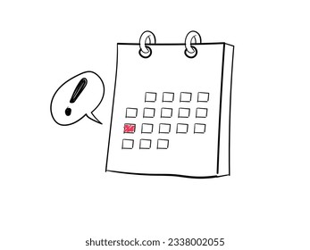 hand drawn Calendar deadline or event reminder notification vector