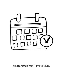 Hand Drawn Calendar Icon In Vector. Doodle Calendar Icon In Vector. Isolated Calendar Illustration In Vector