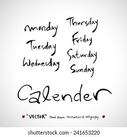 Hand drawn calendar /  vector - calligraphy