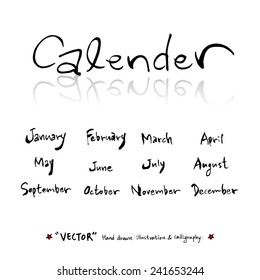 Hand drawn calendar /  vector - calligraphy