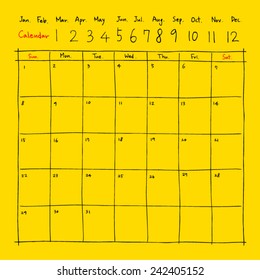 Hand drawn calendar /  vector - calligraphy
