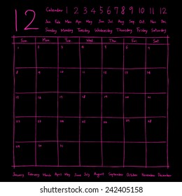 Hand drawn calendar /  vector - calligraphy