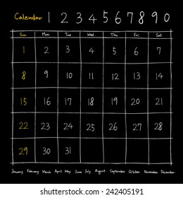 Hand drawn calendar /  vector - calligraphy