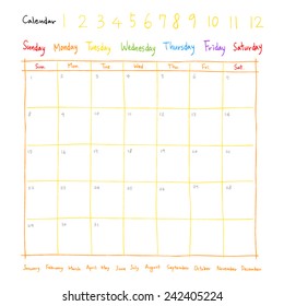 Hand drawn calendar /  vector - calligraphy
