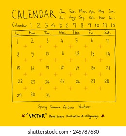 Hand drawn calendar /  vector - calligraphy