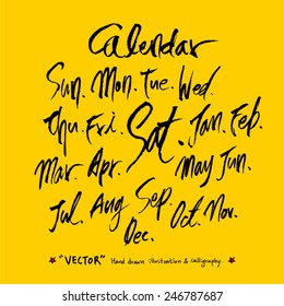 Hand drawn calendar /  vector - calligraphy
