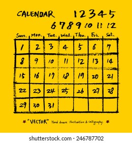 Hand drawn calendar /  vector - calligraphy